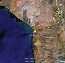 Arica Chile [18°29'N, 70°18'W, elevation: 65 m (213 ft)]