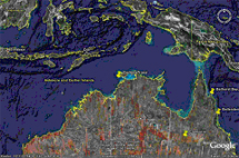 Cyclone Tracy, [12.2°S, 130.0°E], near Darwin, Australia coast