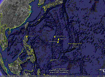 18.0°N, 136.0°E (Typhoon Forrest in the Northwest Pacific Ocean)